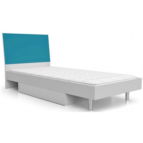 Zdjęcie produktu Jednoosobowe łóżko z szufladą na pościel Kormi 90x200 - turkusowe.