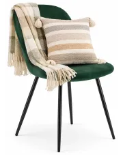 Ciemnozielone krzesło metalowe welurowe - Larox 3X w sklepie Edinos.pl