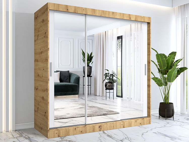 trzydrzwiowa przesuwna szafa na ubrania Kukkin 6X