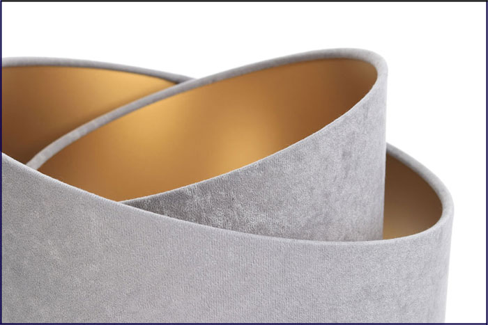 Szara welurowa lampa stołowa z asymetrycznym kloszem A354-Soleo