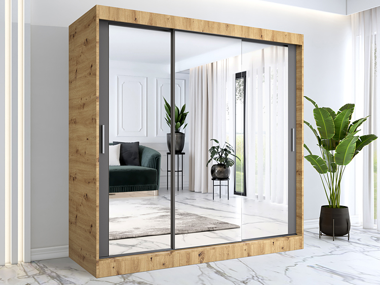 trzydrzwiowa przesuwna szafa na ubrania Kukkin 6X