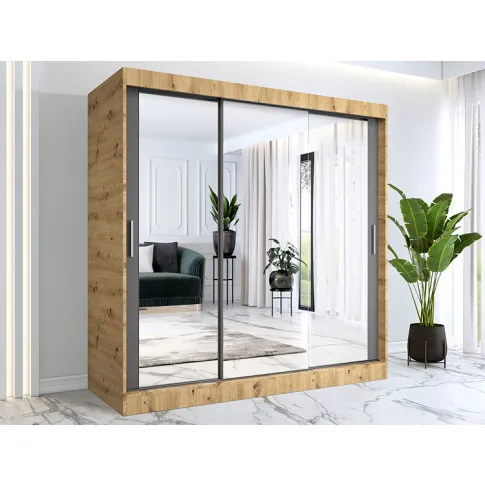 Wizualizacja aranżacji z szafą 200 dąb artisan antracyt Edna 6X