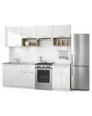 Zestaw mebli kuchennych biały połysk + dąb sonoma - Marit w sklepie Edinos.pl