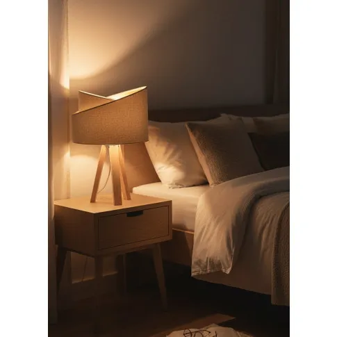 Beżowa lampka nocna z designerskim abażurem   A354 Soleo