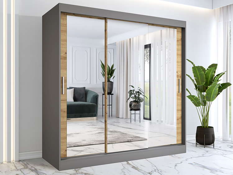 trzydrzwiowa przesuwna szafa na ubrania Kukkin 6X