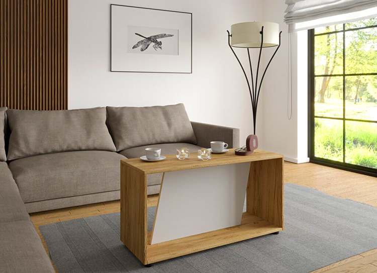 Wizualizacja stolika kawowego Allon 3X dąb craft+biały