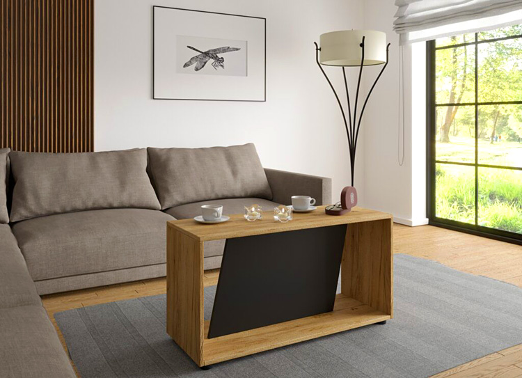 Wizualizacja stolika kawowego Allon 3X dąb craft+czarny