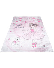 Różowy dywan prostokątny z baletnicą dla dzieci - Feso 4X w sklepie Edinos.pl