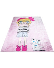 Różowy dywan z dziewczynką i kotem - Feso 3X w sklepie Edinos.pl