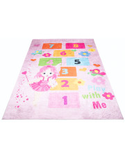 Różowy dywan antypoślizgowy z grą w klasy dla dzieci - Lopa 3X w sklepie Edinos.pl