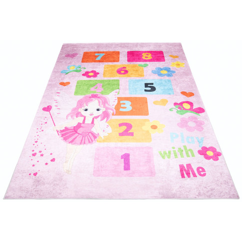 różowy dywan dziecięcy z grą w klasy Lopa 3X