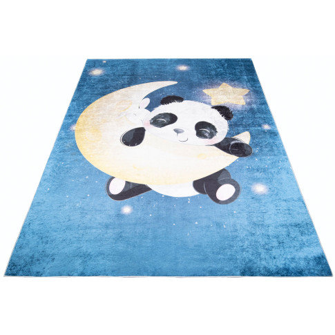 prostokątny niebieski dywan miś panda z księżycem dziecięcy Limi 3X