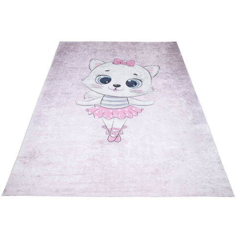 różowy dywan dziecięcy z kotkiem baletnica tańczącą Puso 3X