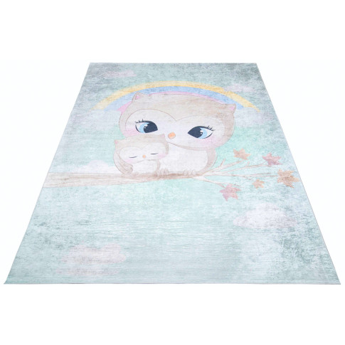 pastelowy dywan dla dzieci z sówkami Puso 3X