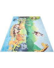 Kolorowy prostokątny dywan ze zwierzętami - Hazo 3X w sklepie Edinos.pl