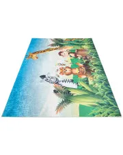 Prostokątny kolorowy dywan dla dzieci ze zwierzętami - Hazo 4X