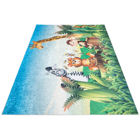 prostokątny dywan dziecięcy ze zwierzętami dżungli Hazo 4X