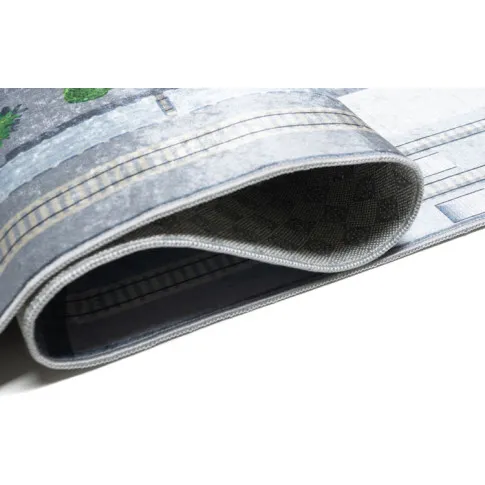 szary dywan prostokątny dziecięcy z lotniskiem Kazo 6X