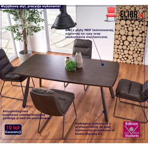 Zdjęcie modny stół Agario ciemny orzech do jadalni | Edinos.pl
