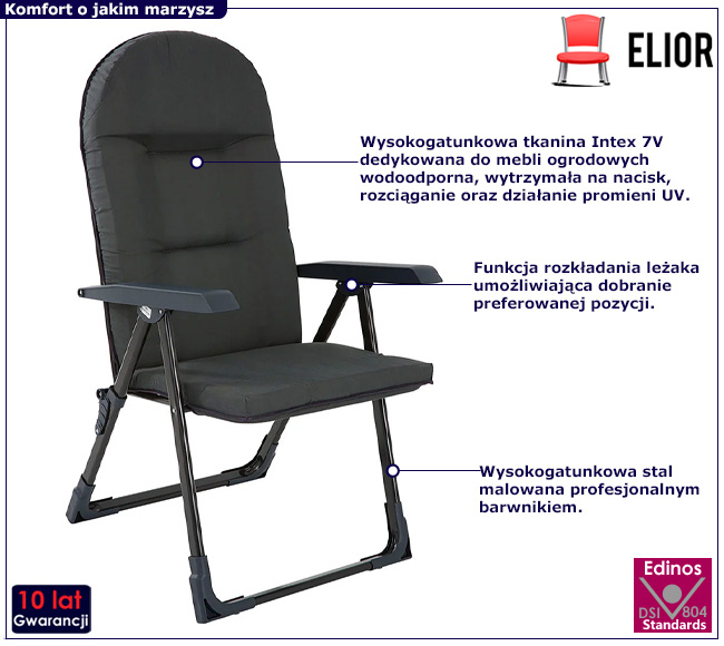 Czarny fotel ogrodowy Mariel