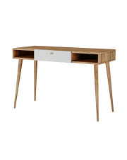Skandynawskie biurko z szufladą dąb craft + biały - Elara 3X w sklepie Edinos.pl