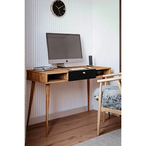 Wizualizacja biurka Elara 3X dąb craft czarny