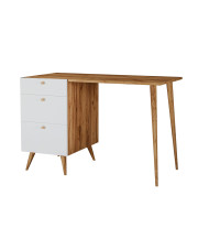 Minimalistyczne biurko dąb craft + biały - Elara 4X w sklepie Edinos.pl