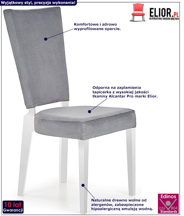 Drewniane krzesło szare do kuchni, salonu Kubbo