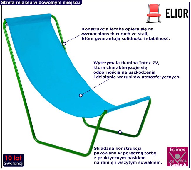 Zielony leżak plażowy Rexton