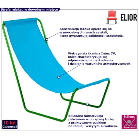 Niebieski leżak składany Rixton