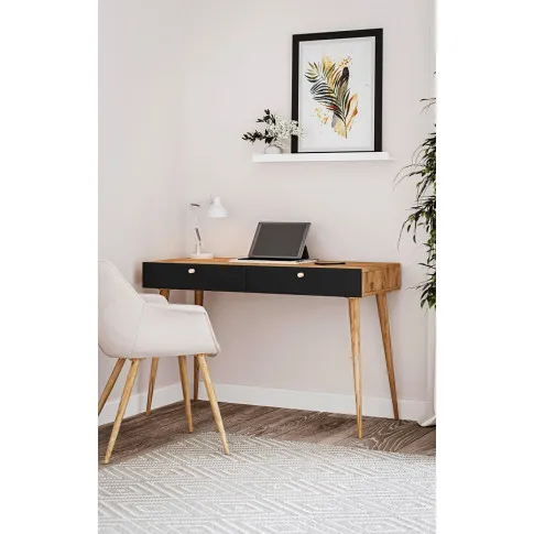 Wizualizacja biurka Elara 6X dąb craft czarny