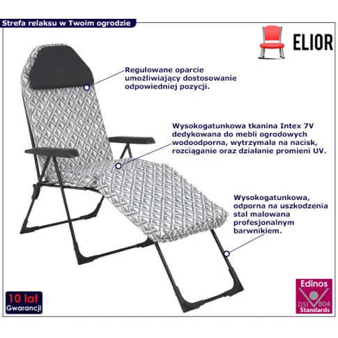 Szary leżak z poduszką Perfox