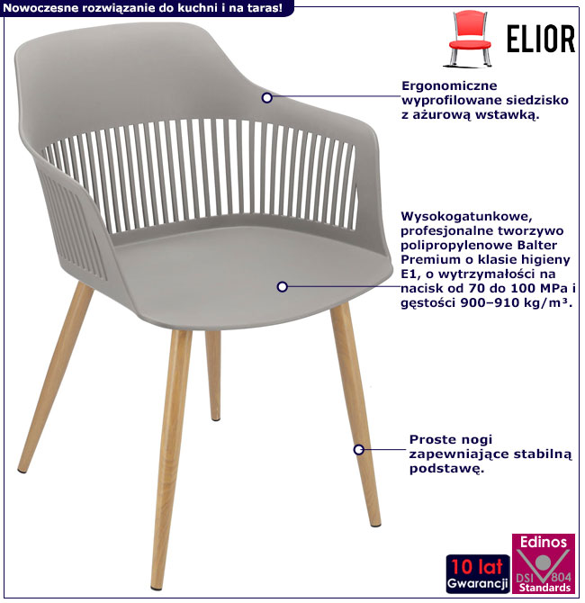 Infografika szarego krzesła ogrodowego Niki 3X