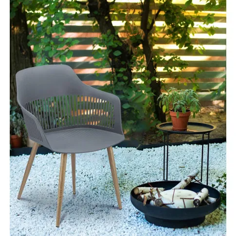 szare krzesło nowoczesne z ażurowym oparciem do salonu Sazo 3X