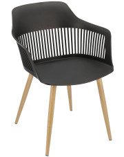 Czarne krzesło kuchenne z ażurowym oparciem - Sazo 3X w sklepie Edinos.pl