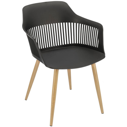 czarne krzesło nowoczesne do kuchni z ażurowym siedziskiem Sazo 3X