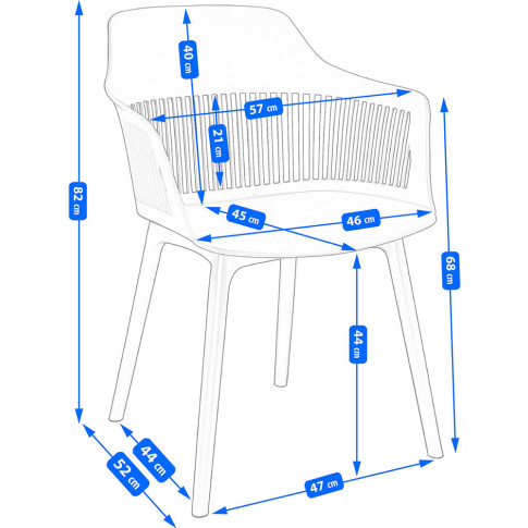 wymiary krzesła nowoczesnego Sazo 3X