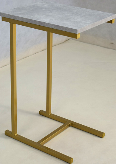 Minimalistyczny stolik boczny Elys 3X złoty+beton