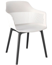 Białe krzesło z ażurowym oparciem do ogrodu - Sazo 4X w sklepie Edinos.pl