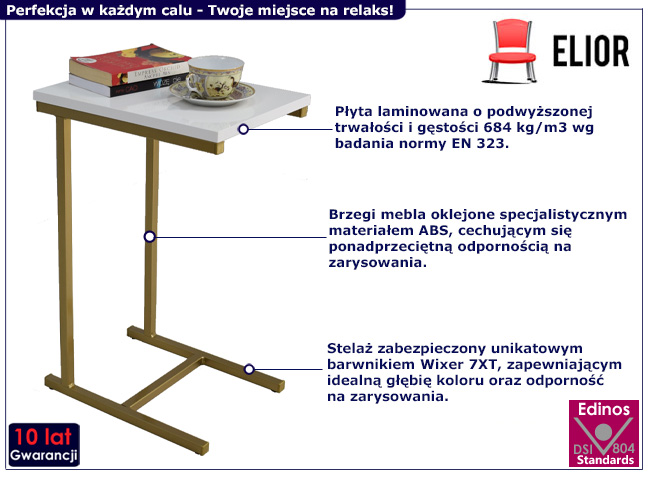 Stolik pomocniczy Elys 3X złoty+biały