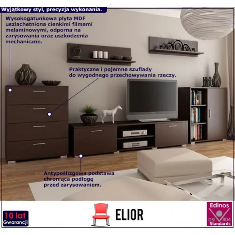 Fotografia Meblościanka Hreida wenge - Do salonu z kategorii Komplety mebli