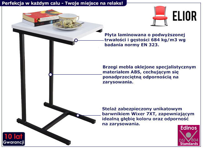 Stolik pomocniczy Liros 4X czarny+biały