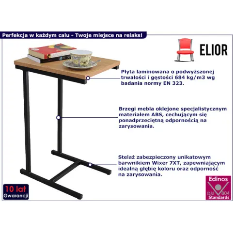 Minimalistyczny stolik boczny Elys 4X czarny dąb lancelot