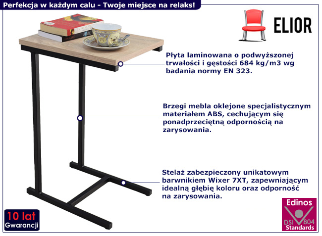 Stolik pomocniczy Liros 4X czarny+dąb sonoma