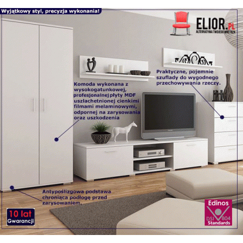 Fotografia Meblościanka Hreida 2X biała - zestaw mebli do salonu z szafą z kategorii Salon