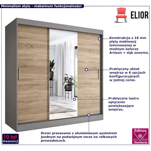 Przesuwna szafa artisan dąb sonoma Palmira 6X