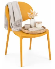 Musztardowe nowoczesne krzesło kuchenne - Osmen w sklepie Edinos.pl