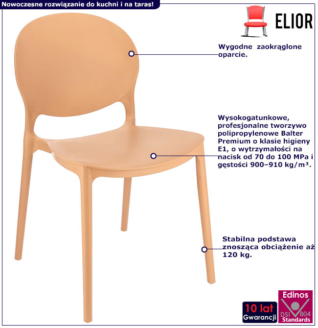 Infografika beżowego krzesła ogrodowego Osmen