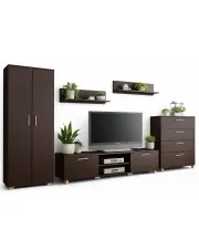 Meblościanka zestaw mebli do salonu z szafą wenge - Hreida 2X w sklepie Edinos.pl