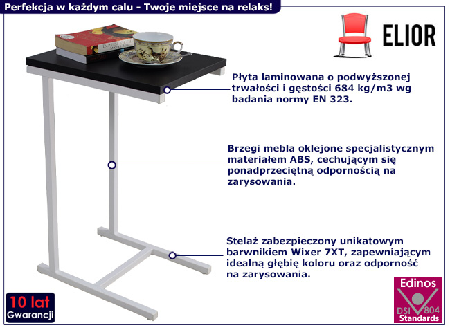 Stolik pomocniczy Elys 5X biały+czarny